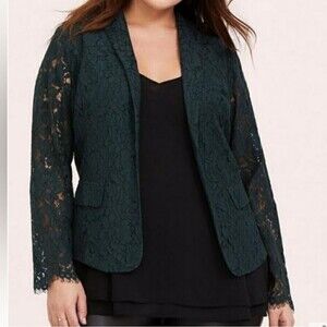 Torrid Dark Green Lace Blazer